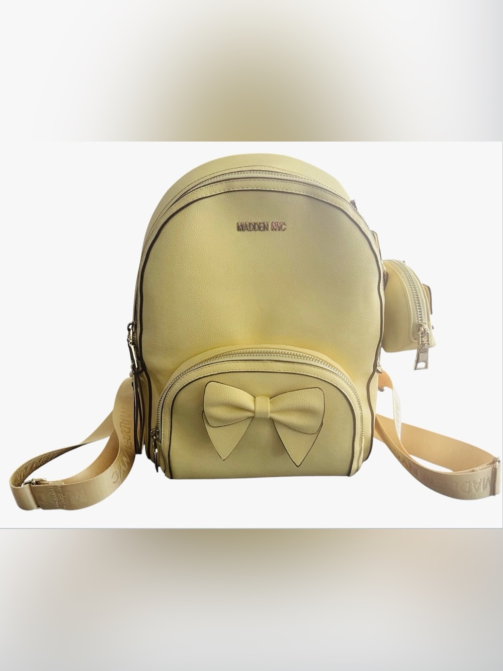 Madden NYC Butter Yellow Bow Mini Backpack with Matching Coin Pouch/NWOT